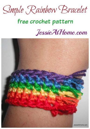 Simple Rainbow Bracelet free crochet pattern by Jessie At Home