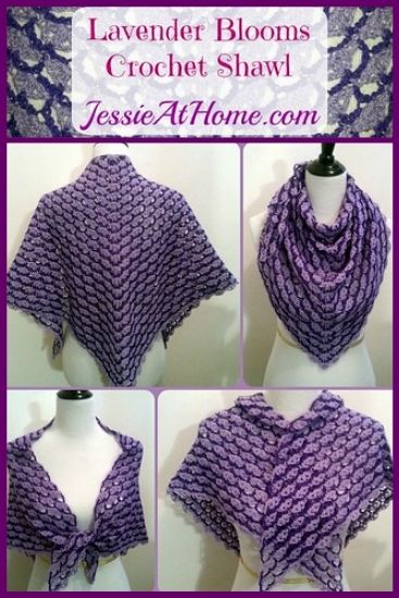 Crochet Boho Scarf & Shawl Fuchsia, Cream, Purple, Lavender, Pink, Lilac Wood Nymph