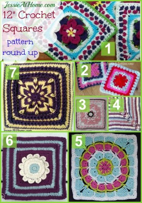 12 inch crochet square pattern round up from Jessie At Home