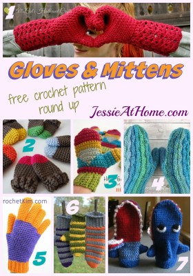 Gloves and Mittens free crochet pattern round up from Jessie At Home
