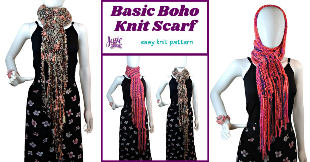 Basic Boho Knit Scarf knit pattern by Jessie At Home - Social