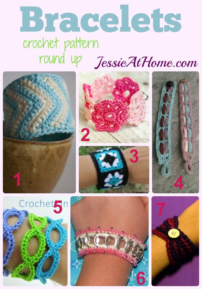 Crochet Bracelets - free crochet pattern round up from Jessie At Home