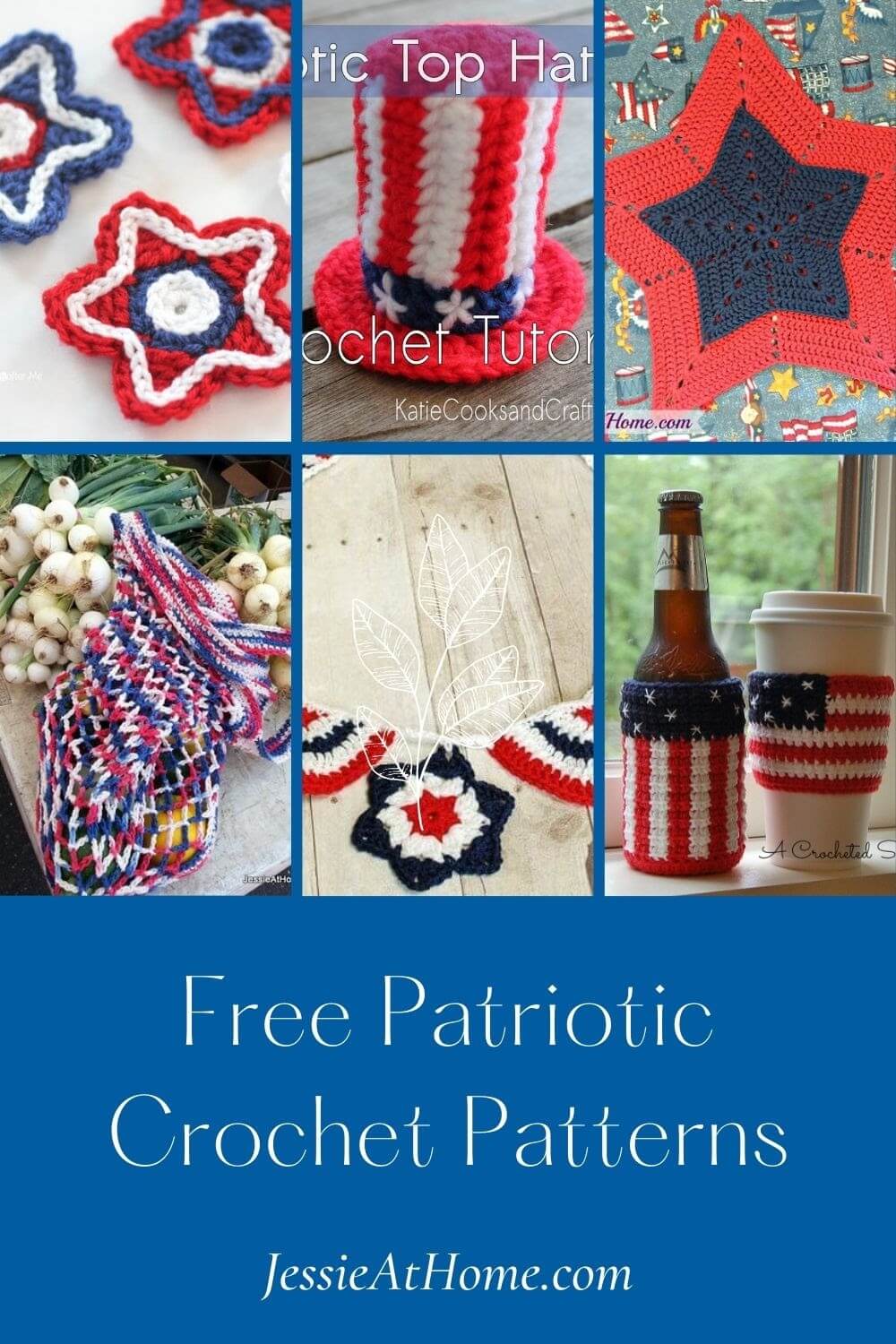 Free Patriotic Crochet Patterns round up by Jessie At Home - Pin 1