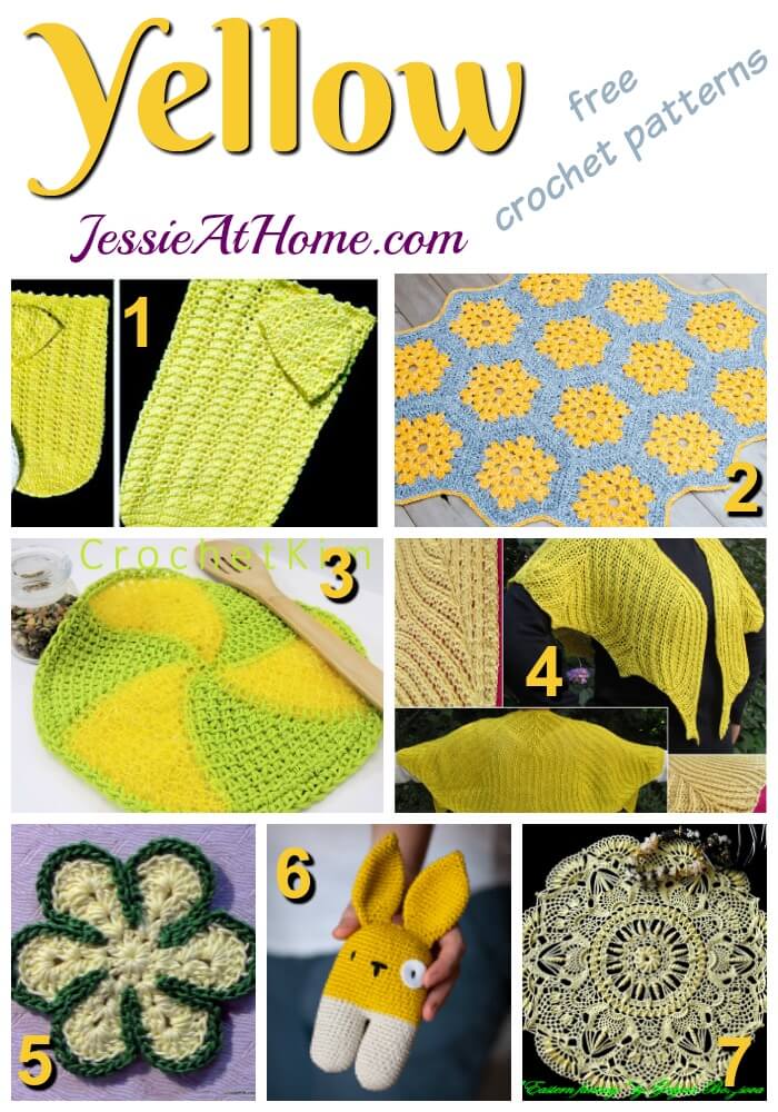 Yellow free crochet pattern round up from Jessie At Home