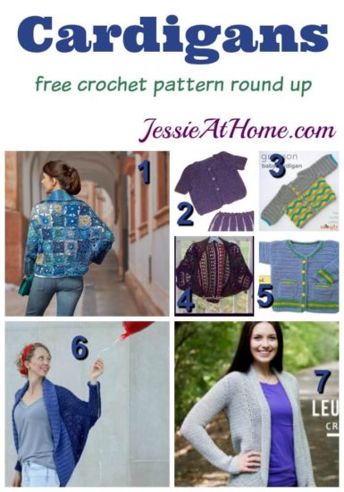 Cardigans - free crochet pattern round up from Jessie At Home