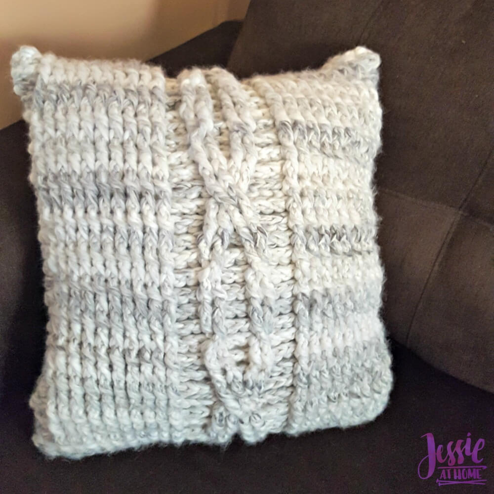 Giant Crochet Cable Pillow - free crochet pattern by Jessie At Home - 1