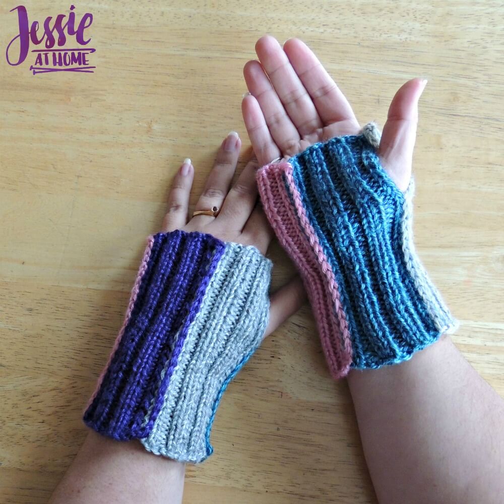 Stripey Mitts - free knit pattern by Jessie At Home - 1