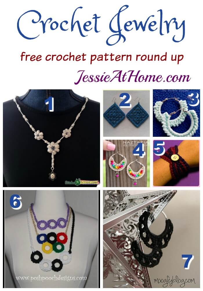 Crochet Jewelry free crochet pattern round up from Jessie At Home