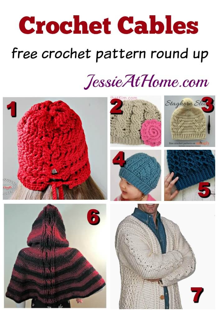 Crochet Cables - free crochet pattern round up from Jessie At Home
