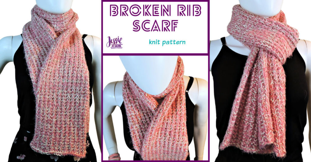 Broken Rib Scarf - knit pattern by Jessie At Home - Social