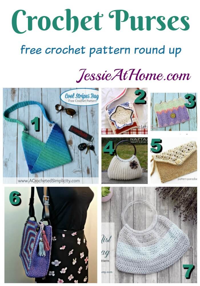 Crochet Purses - free crochet pattern round up from Jessie At Home