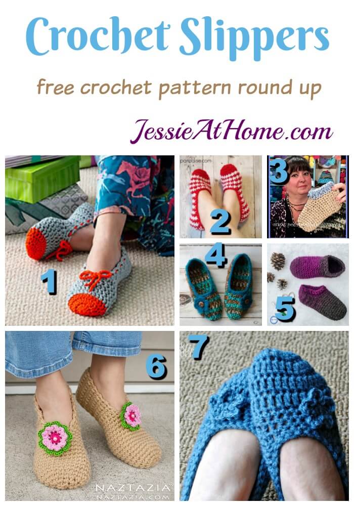 Crochet Slippers free crochet pattern round up from Jessie At Home