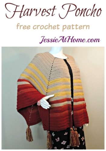 crochet poncho made with fall colors - Harvest Poncho free crochet pattern by Jessie At Home