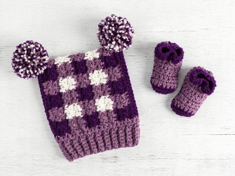 Gingham Hat & Booties Craftsy Crochet Kit