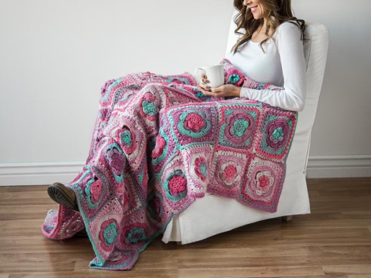 Tinted Mayapple Flower Blanket Bluprint Crochet Kit