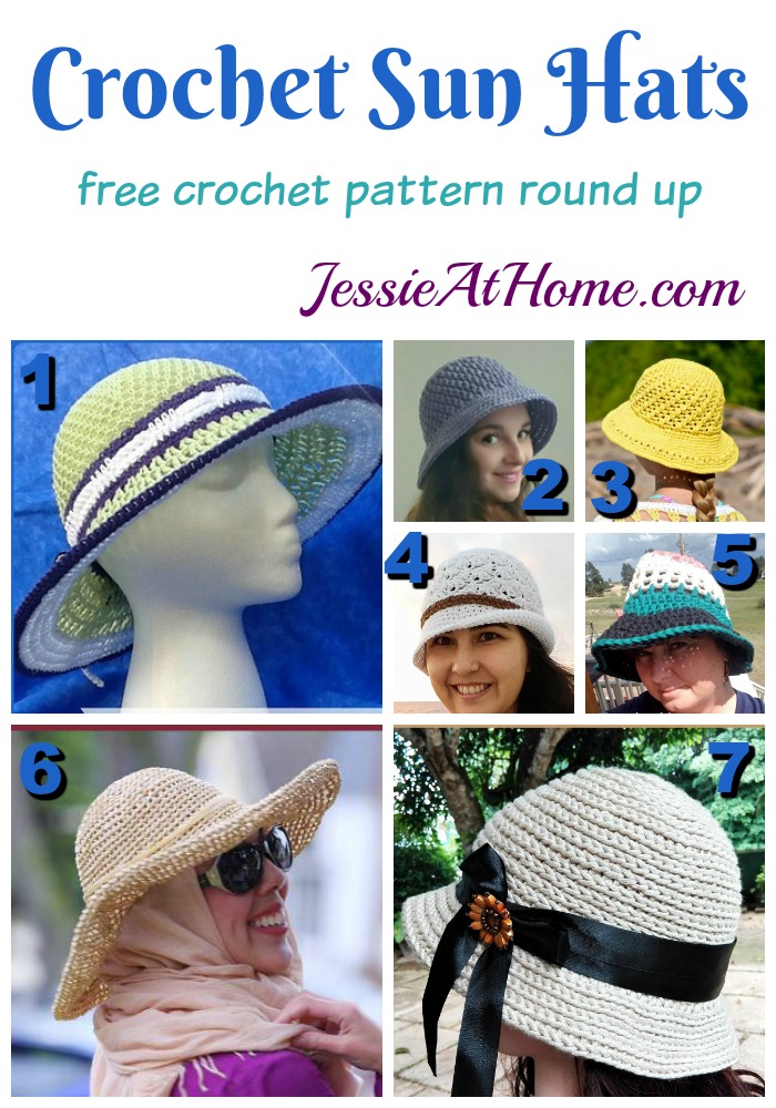 Crochet Sun Hats free crochet pattern round up from Jessie At Home