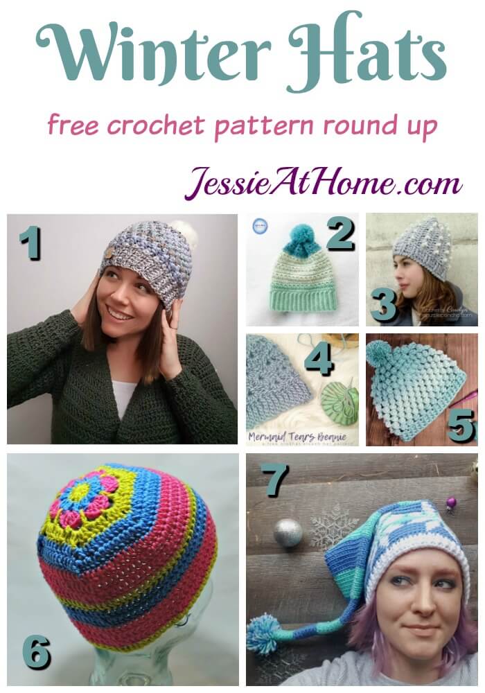 Winter Hats free crochet pattern round up from Jessie At Home