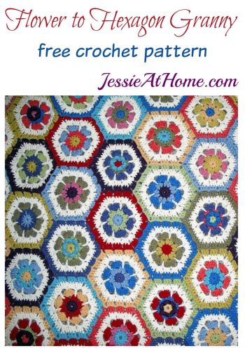 Flower to Hexagon Granny free crochet pattern by Jessie At Home