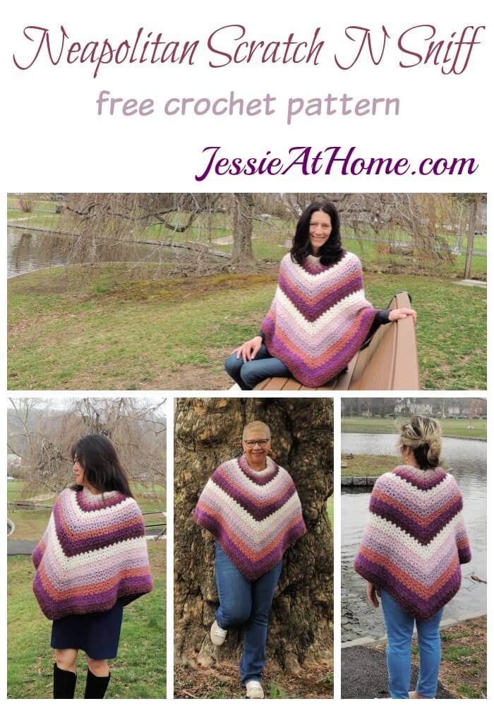 Neapolitan Scratch N Sniff – a beautiful crochet poncho for anyone!