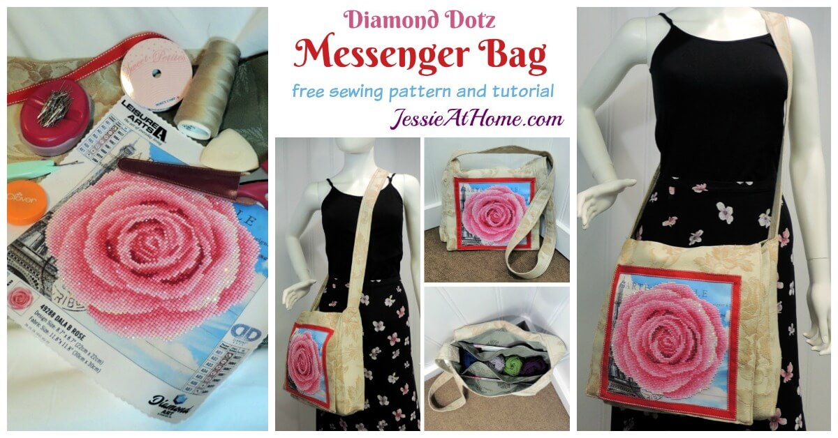 Diamond Art Messenger Bag Sewing Tutorial by Jessie At Home - social