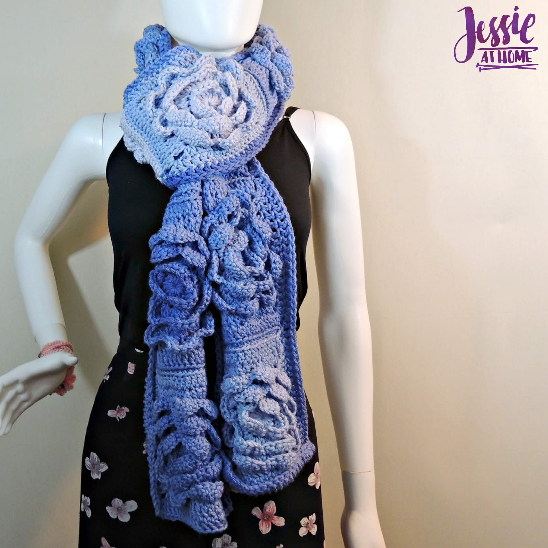 Flower Granny Square Bloom Crochet Scarf free crochet pattern by Jessie At Home - 1