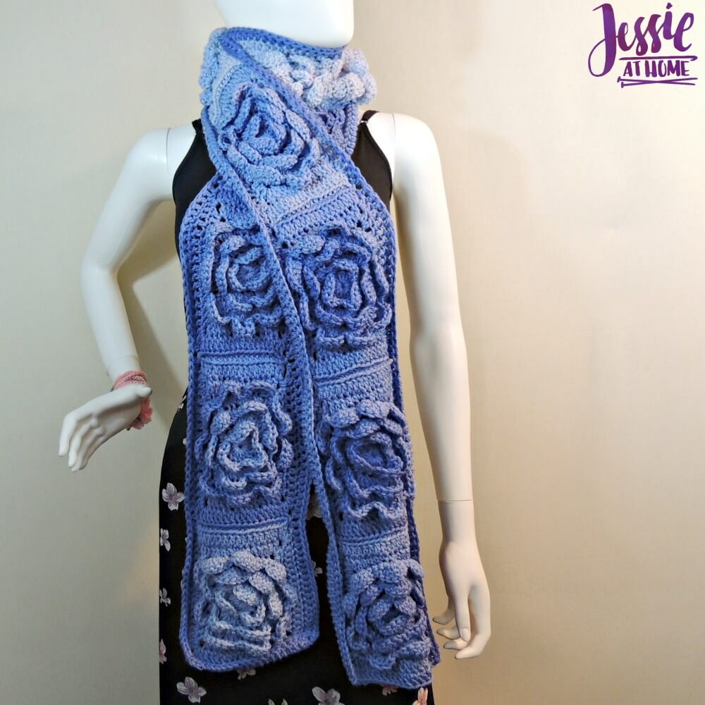Flower Granny Square Bloom Crochet Scarf | Jessie At Home