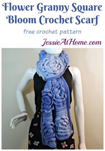 Flower Granny Square Bloom Crochet Scarf free crochet pattern by Jessie At Home