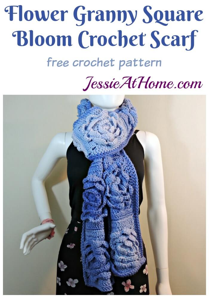 Flower Granny Square Bloom Crochet Scarf - a great way to show off your favorite ombre yarn!