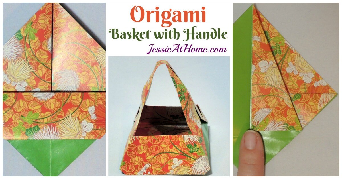 Origami Basket with Handle - paper folding tutorial by Jessie At Home - social