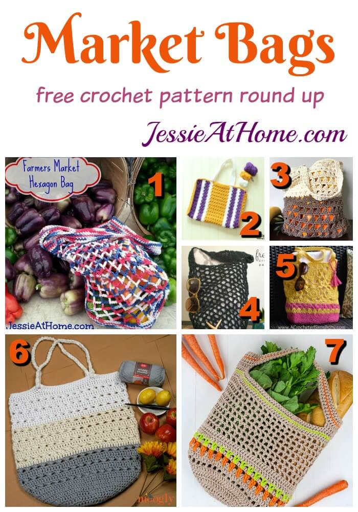 Farmers Market Bags free crochet pattern round up by Jessie At Home