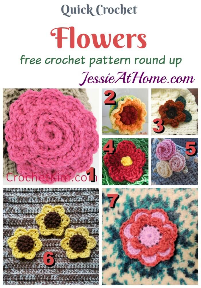 Quick Crochet Flower Appliques free crochet pattern round up from Jessie At Home