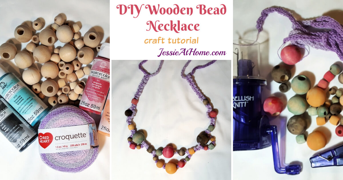 DIY Wooden Bead Necklace craft tutorial by Jessie At Home - social