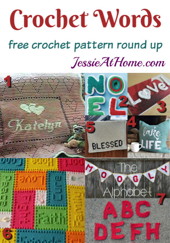 Crochet Words - a round up of free crochet patterns with words in them.