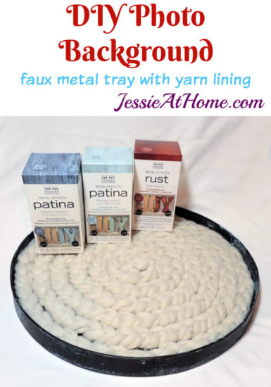 DIY Photo Background Faux Metal Tray with Yarn Lining tutorial by Jessie At Home