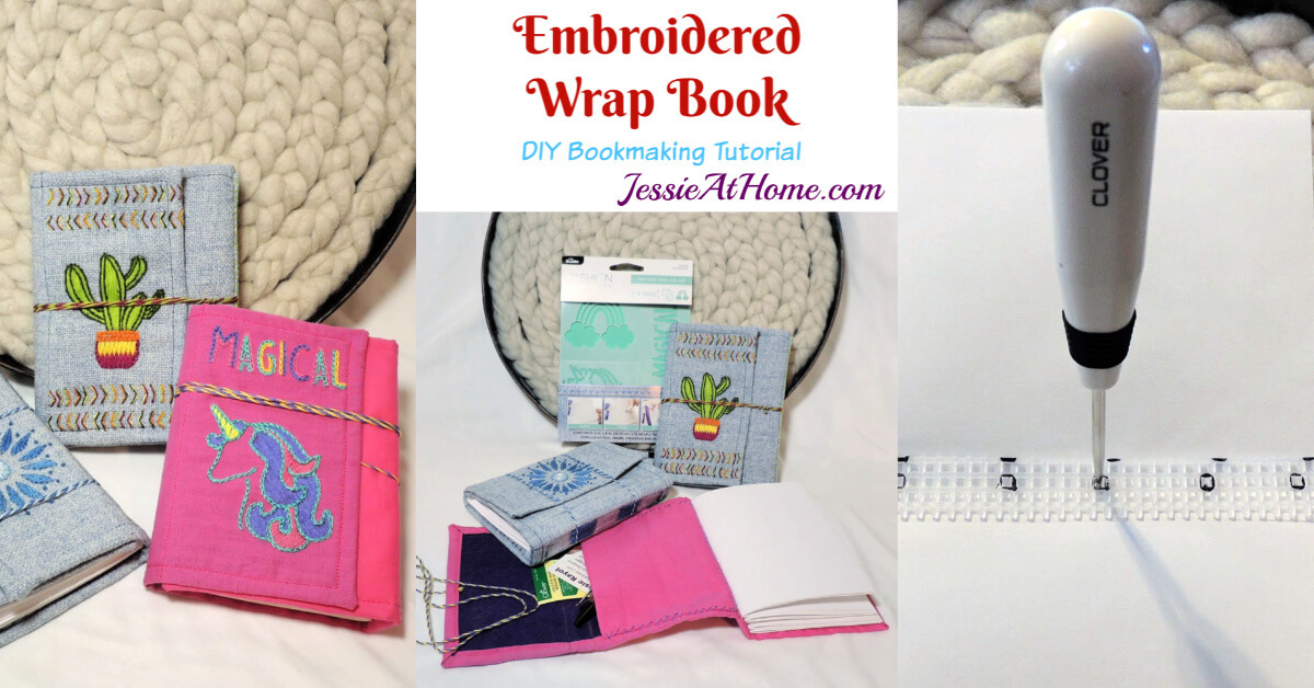 Embroidered Wrap Book DIY Bookmaking Tutorial by Jessie At Home - Social