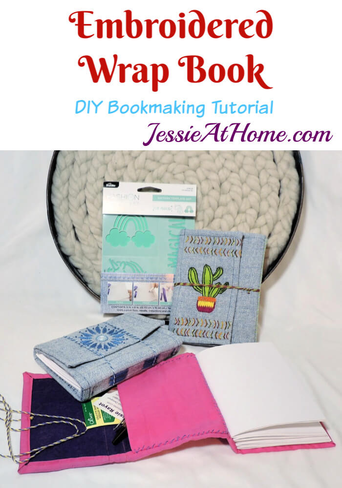 Embroidered Wrap Book DIY Bookmaking Tutorial by Jessie At Home