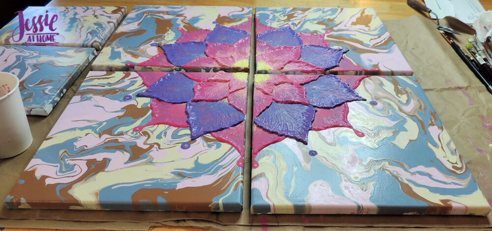 Happy Flower - Dimensional Paint and Paint Marbling Tutorial by Jessie At Home - Dimention!