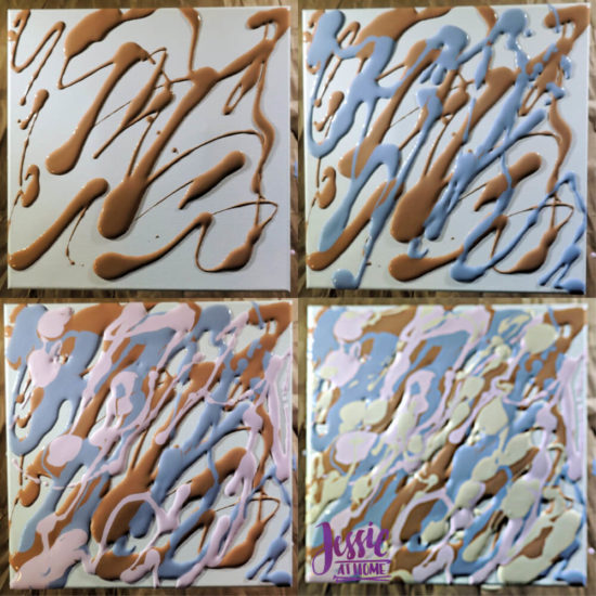Happy Flower - Dimensional Paint and Paint Marbling Tutorial by Jessie At Home - Pouring the paint