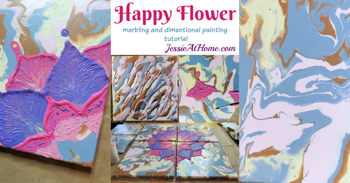 Happy Flower - Dimensional Paint and Paint Marbling Tutorial by Jessie At Home - Social