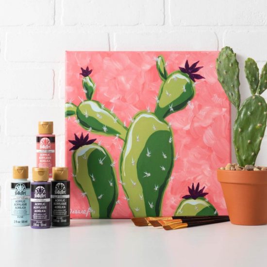 Let's Paint Live with Plaid - learn or improve your painting skills - Jessie At Home - Cactus