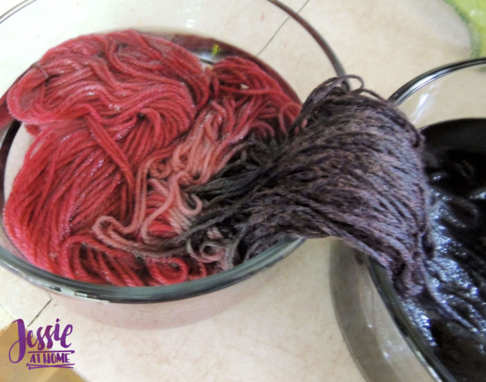 Dyeing Yarn with Jessie At Home - Protein Yarn and Acid Dye - Gloss DK - Food Coloring Black to Purple - Adjusting