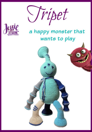 Tripet amigurumi monster crochet pattern by Jessie At Home - Pin 1