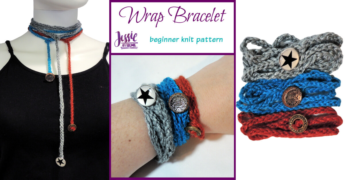 Simple Knit Wrap Bracelet - a great learn-to-knit project! - Jessie At Home