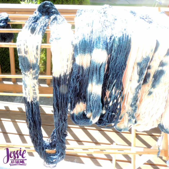 Yarn Dyeing with Indigo -Learn with Jessie At Home - Cotton Boucle Ends Drying
