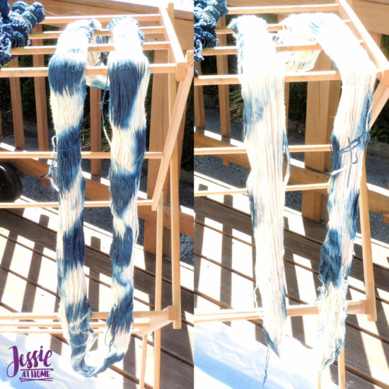Yarn Dyeing with Indigo -Learn with Jessie At Home - Simply Cotton Fingering Drying