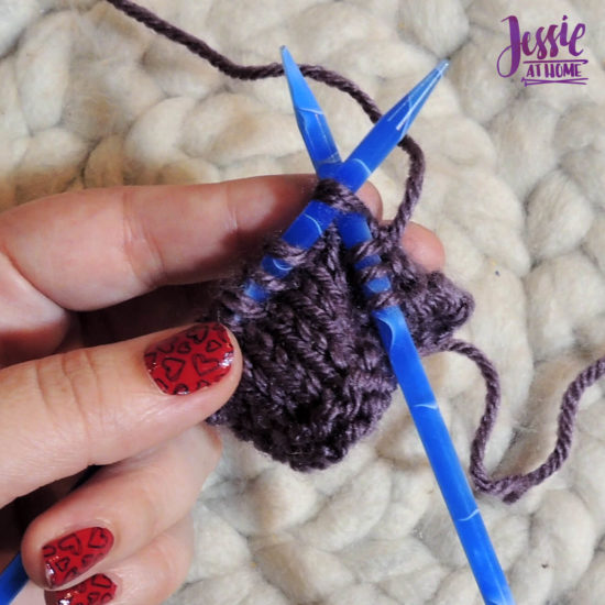 How to K2Tog - Knit Two Together Tutorial by Jessie At Home - Insert needle through 2 sts