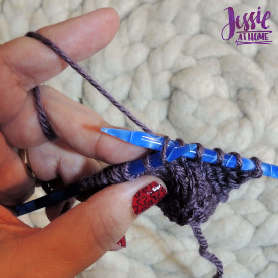 How to KFB Knit Front and Back by Jessie At Home - Insert needle through back of stitch