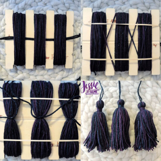 4 Images showing the step to making a tassel.