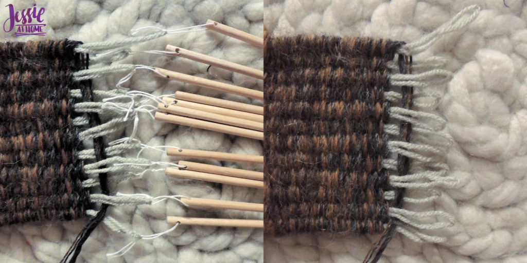 Stick Weaving Tutorial by Jessie at Home - Pull up and cut off sticks
