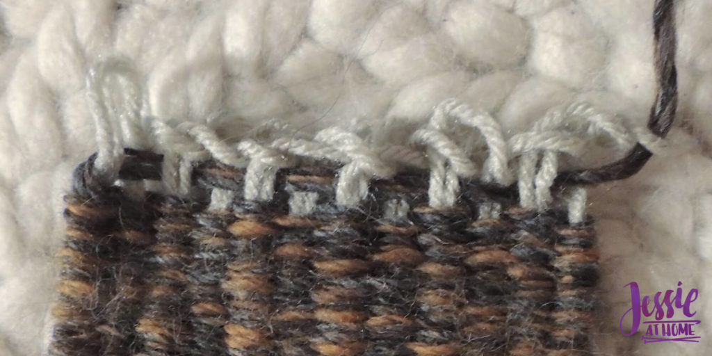 Stick Weaving Tutorial by Jessie at Home - Pull yarn tail through last loop
